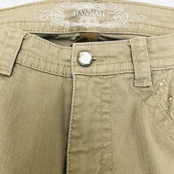 Hannah Jeans Ivory Womens 14 Missy Cropped Capri Cream Embroidered Bejeweled - Picture 6 of 11